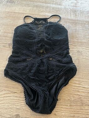 BECCA Black Crochet One-Piece Swimwear